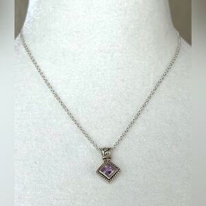 💜 Sterling Silver Amethyst Pendant Necklace – 925 Thailand & Italy